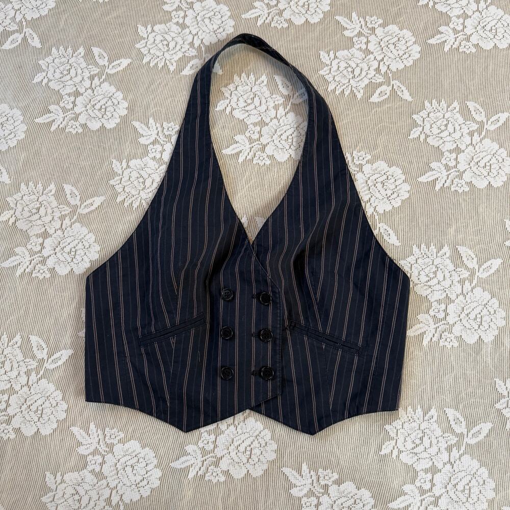 BCBG Max Azria Pinstripe Halter Vest Size S